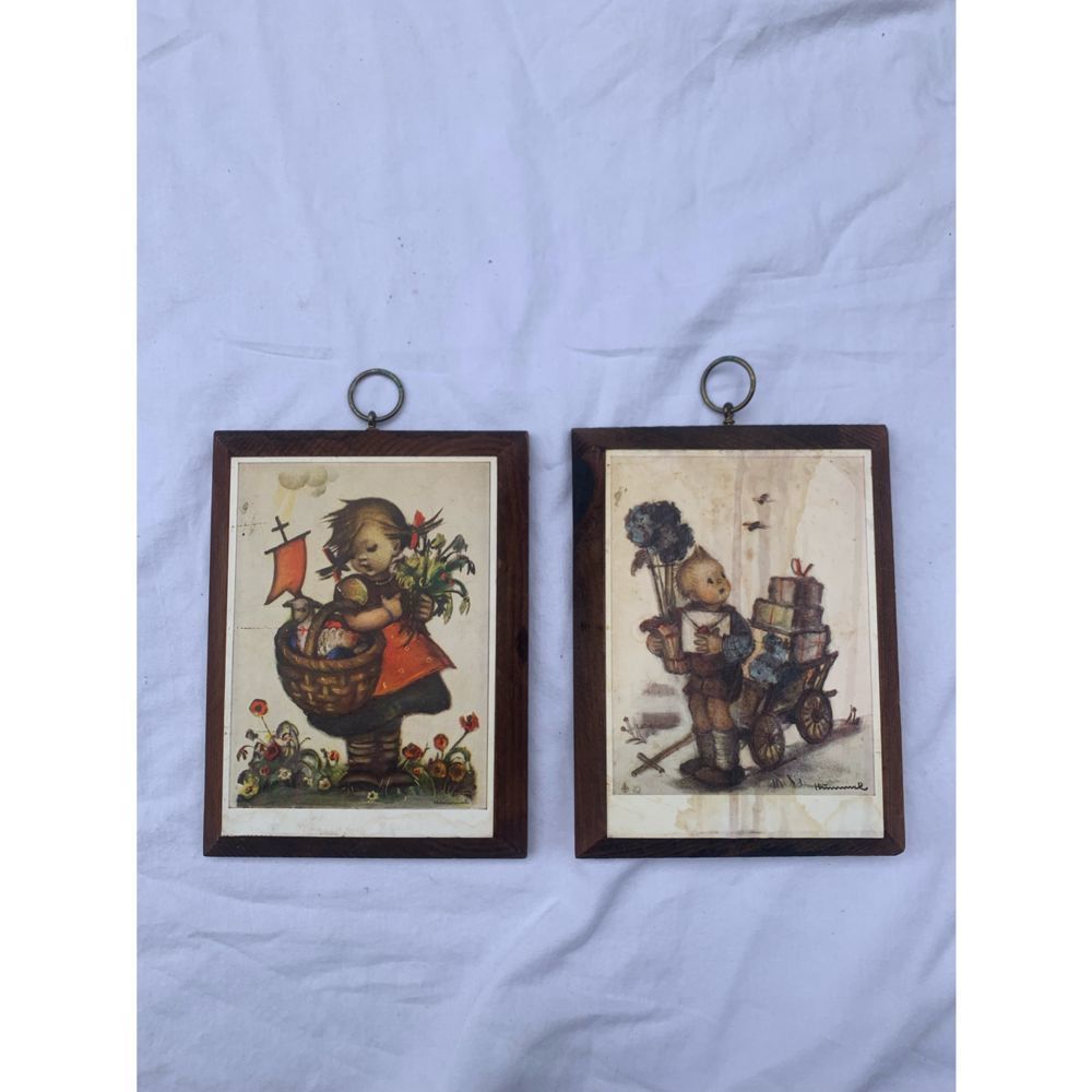 Vintage Hummel Wooden Wall Hangings - Wall Plaques - Set of 2